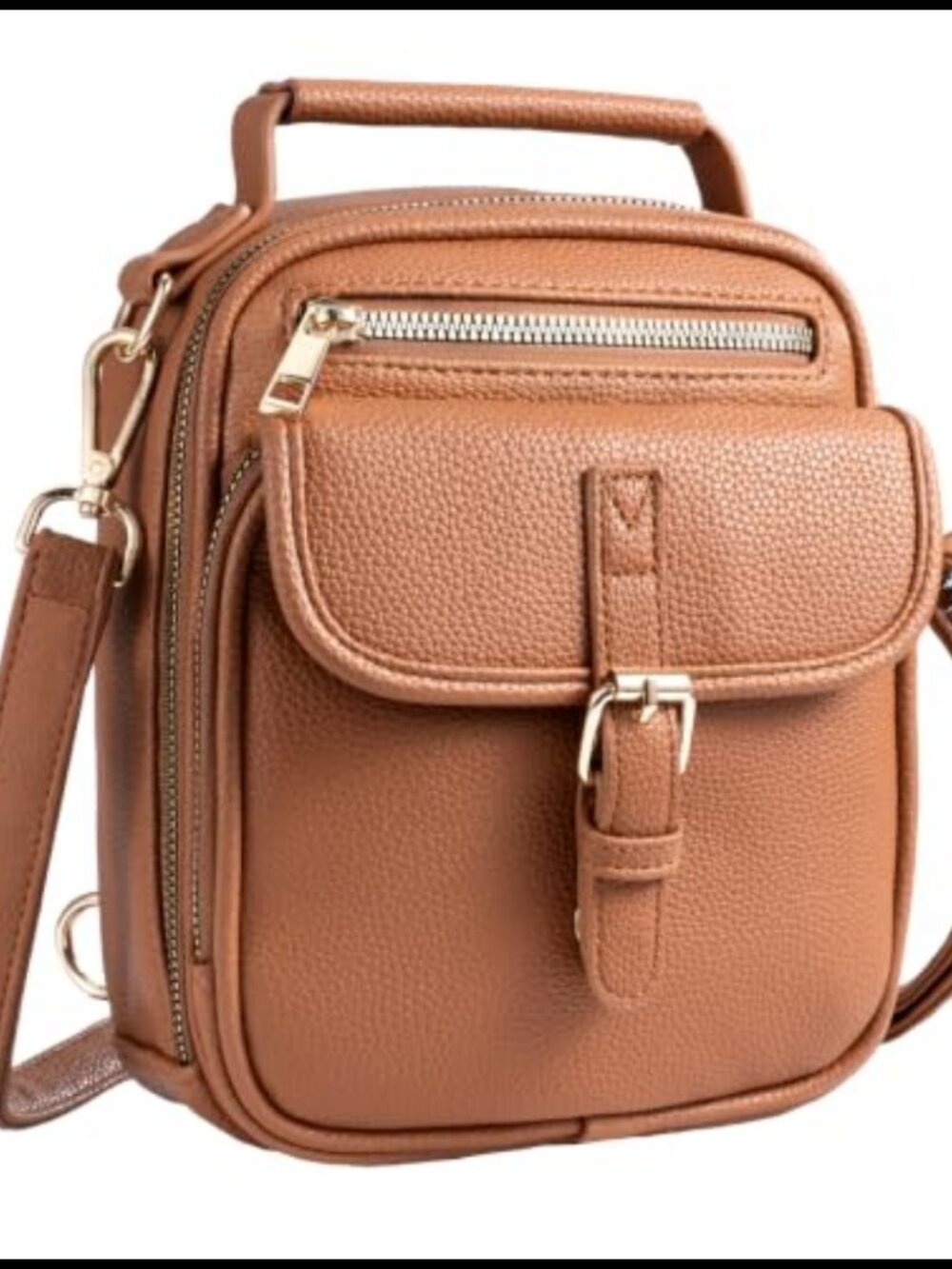 Vegan Leather Crossbody Bag for Women 2 Straps Anti Theft Messenger Purse